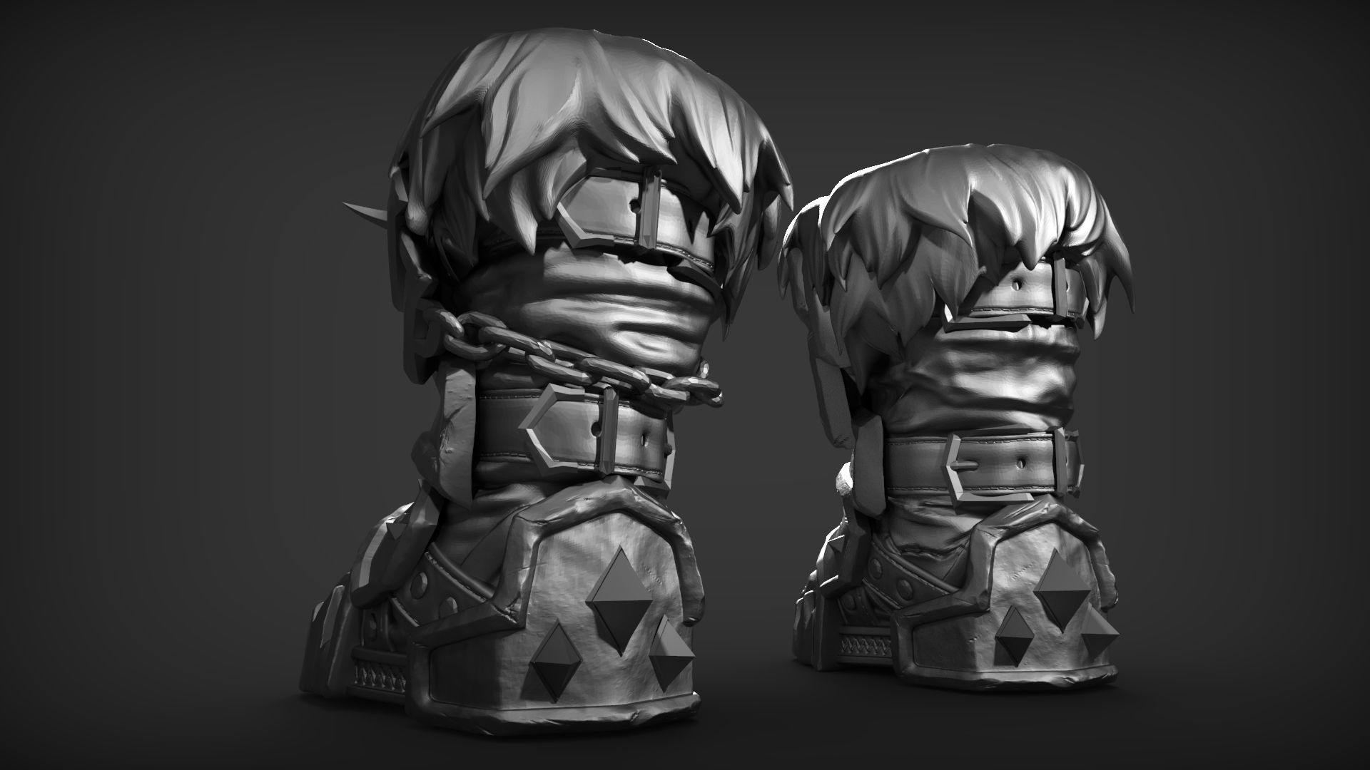 Set of Armored Footwear 3D model_5