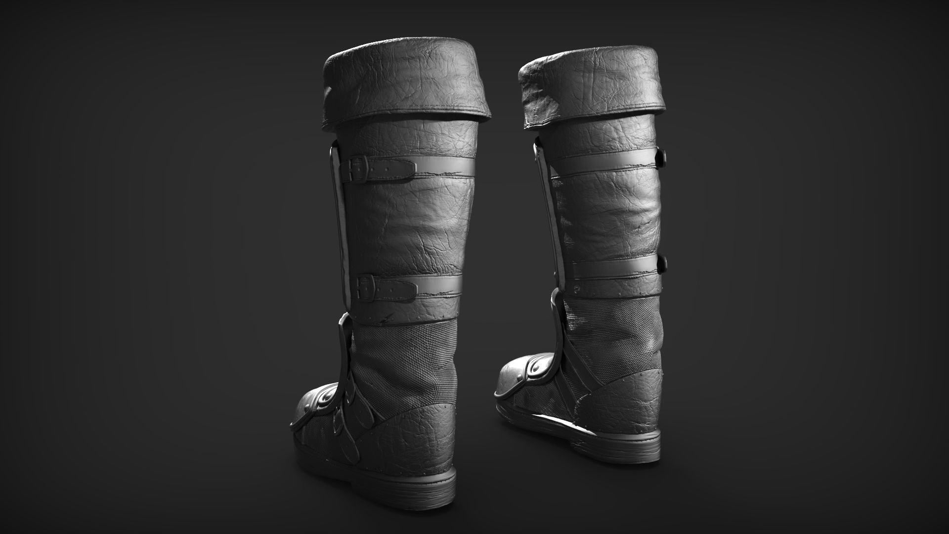 Set of Armored Footwear 3D model_13