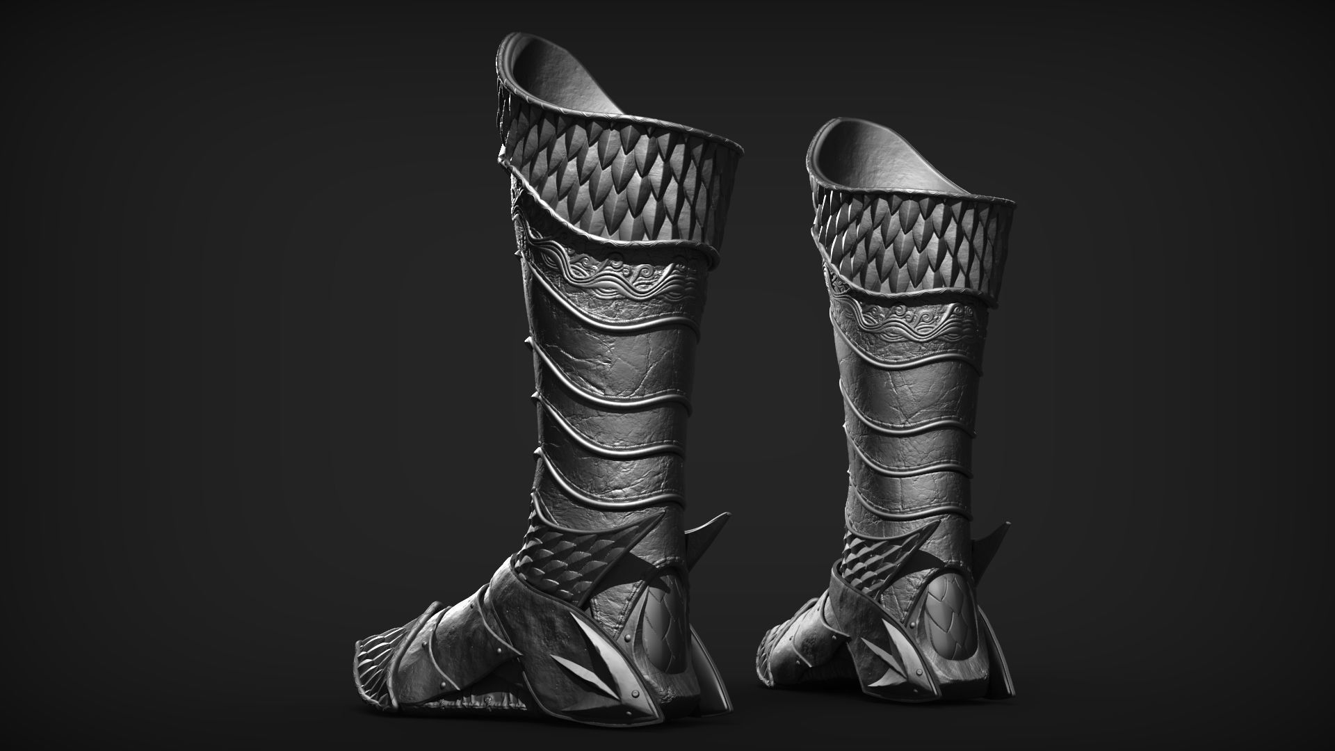Set of Armored Footwear 3D model_17