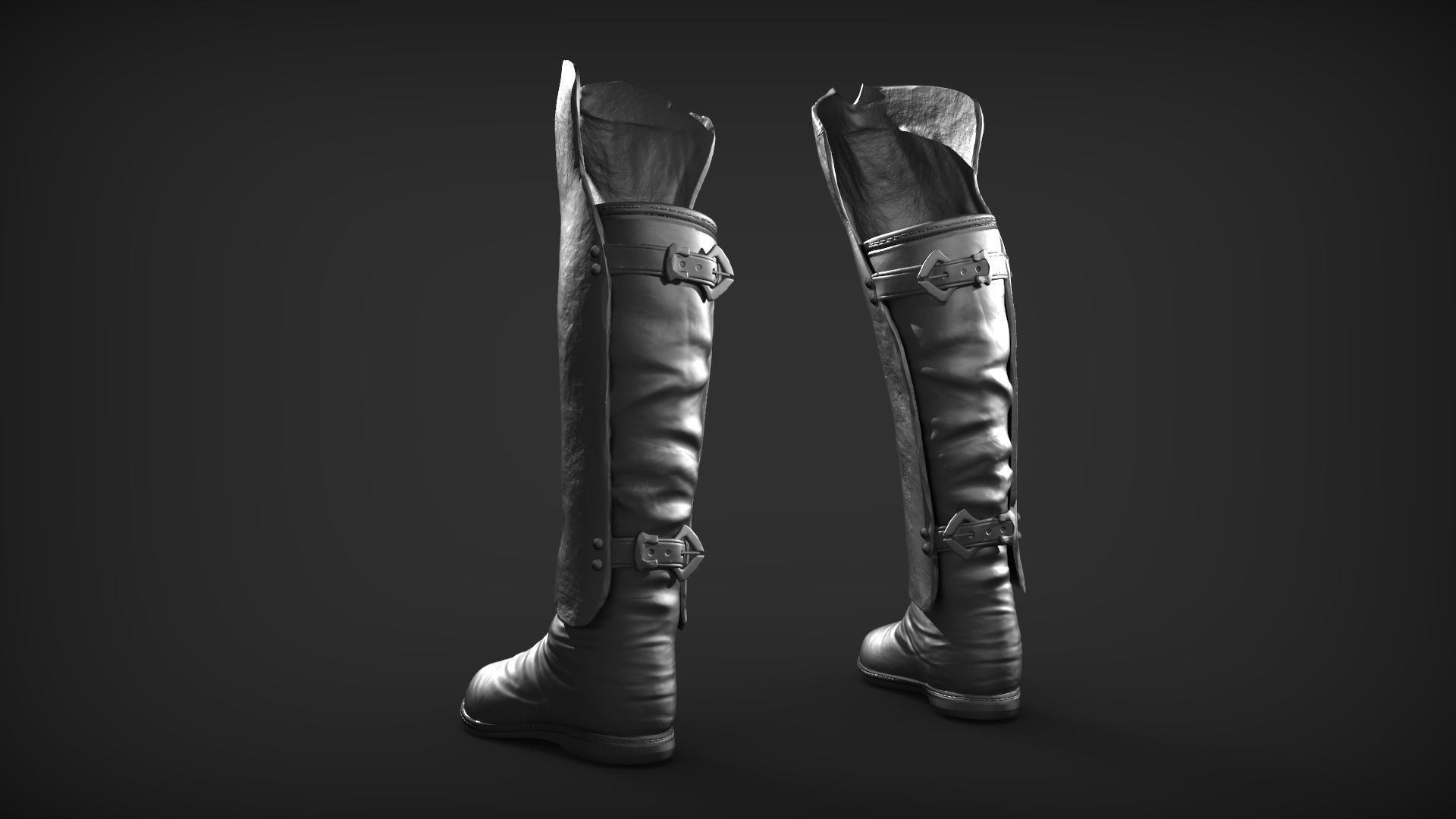 Set of Armored Footwear 3D model_9