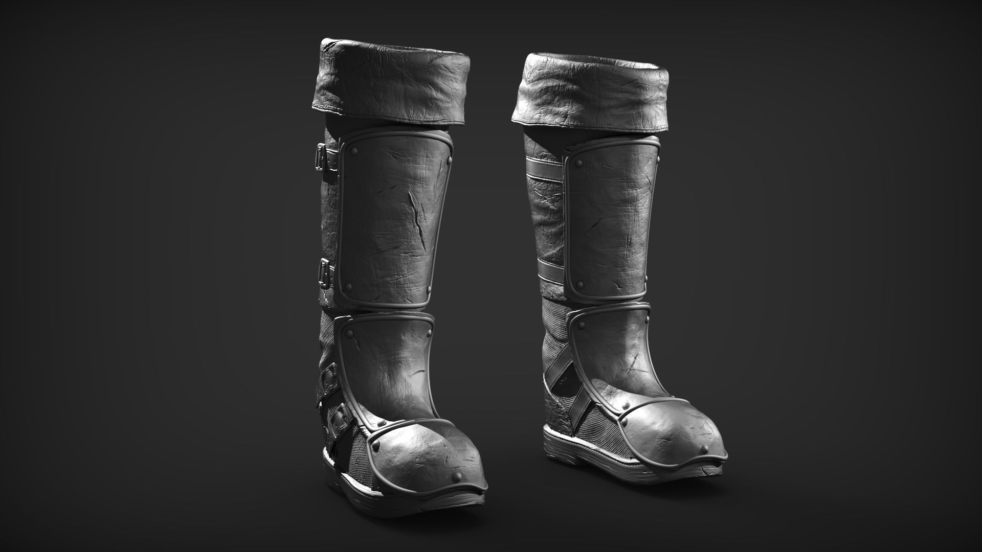 Set of Armored Footwear 3D model_12