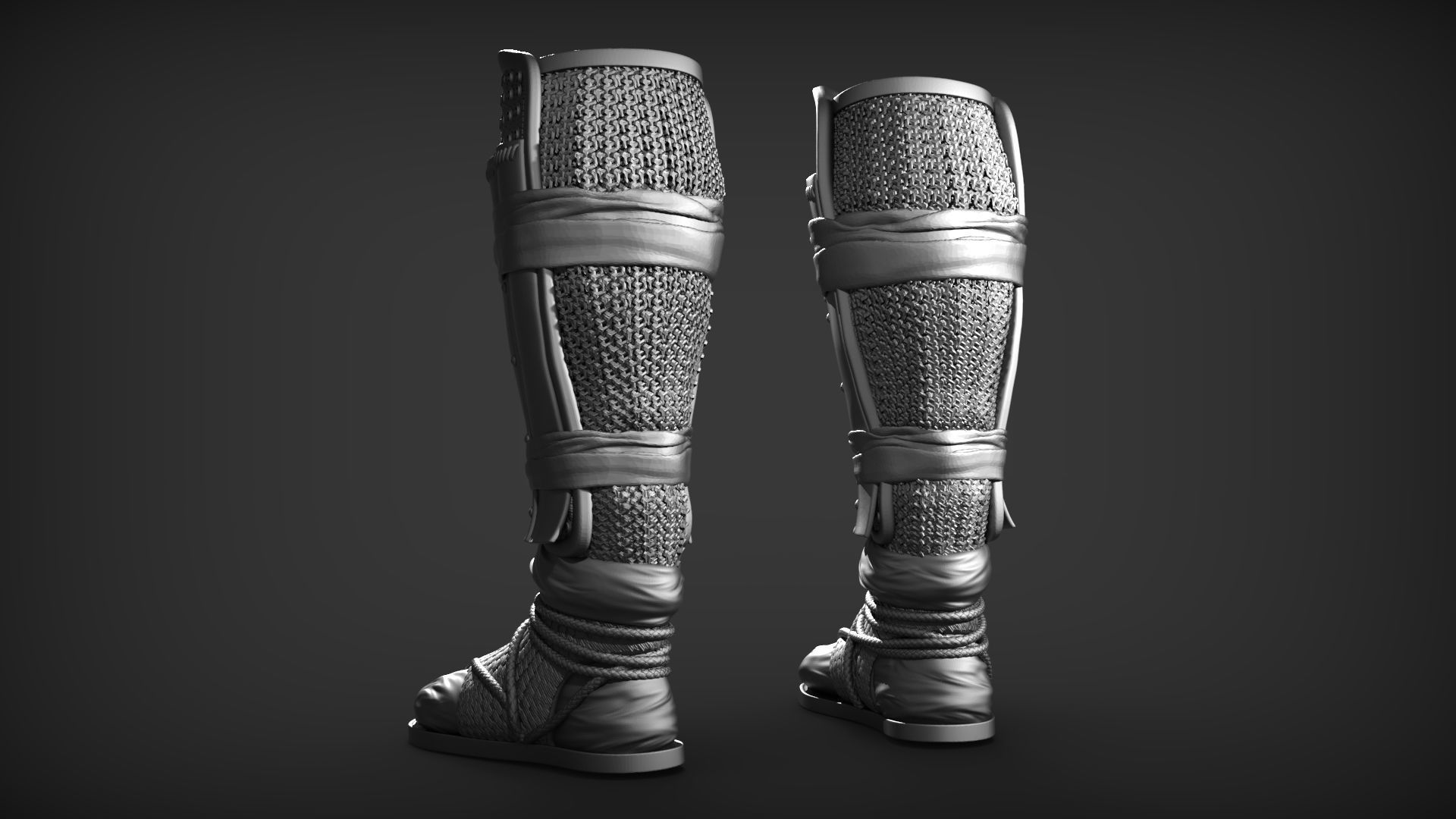 Set of Armored Footwear 3D model_7