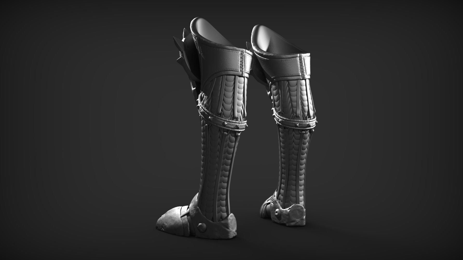 Set of Armored Footwear 3D model_11