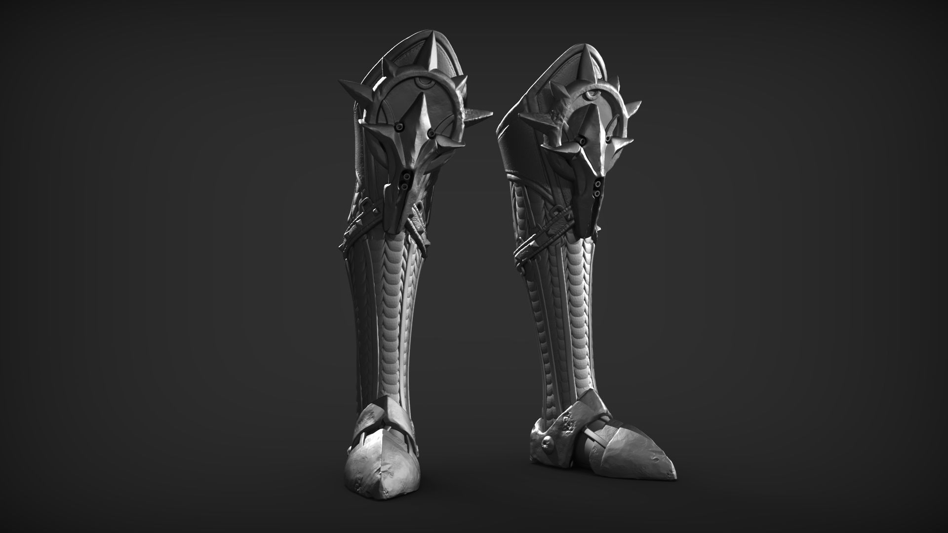 Set of Armored Footwear 3D model_10