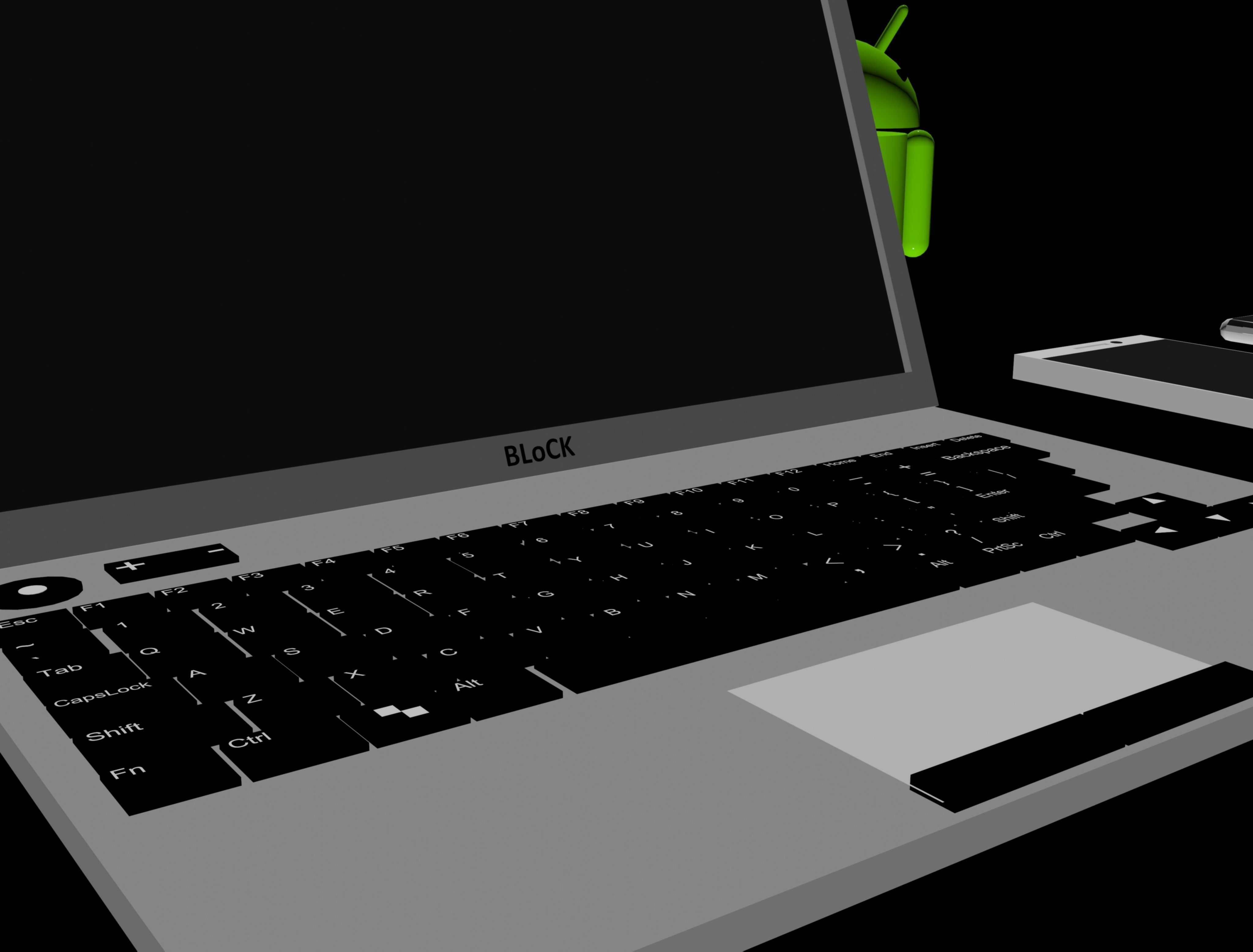 Low Poly Gadgets laptop with android Free low-poly 3D model_2