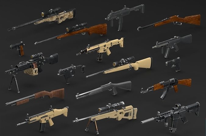 WEAPONS PACK  model and PBR textures Low-poly 3D model