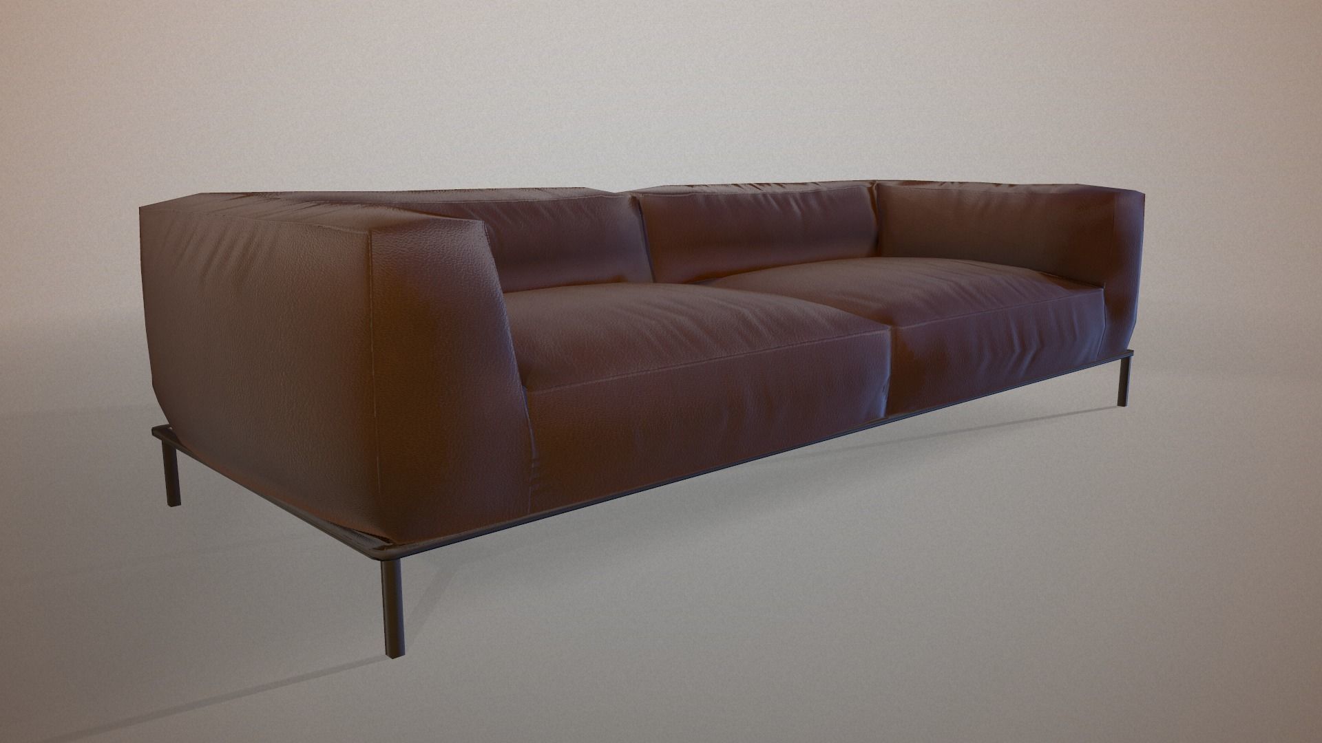 Modern leather sofa Low-poly 3D model_11