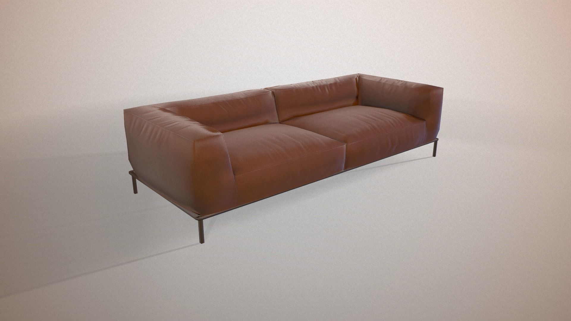 Modern leather sofa Low-poly 3D model_2
