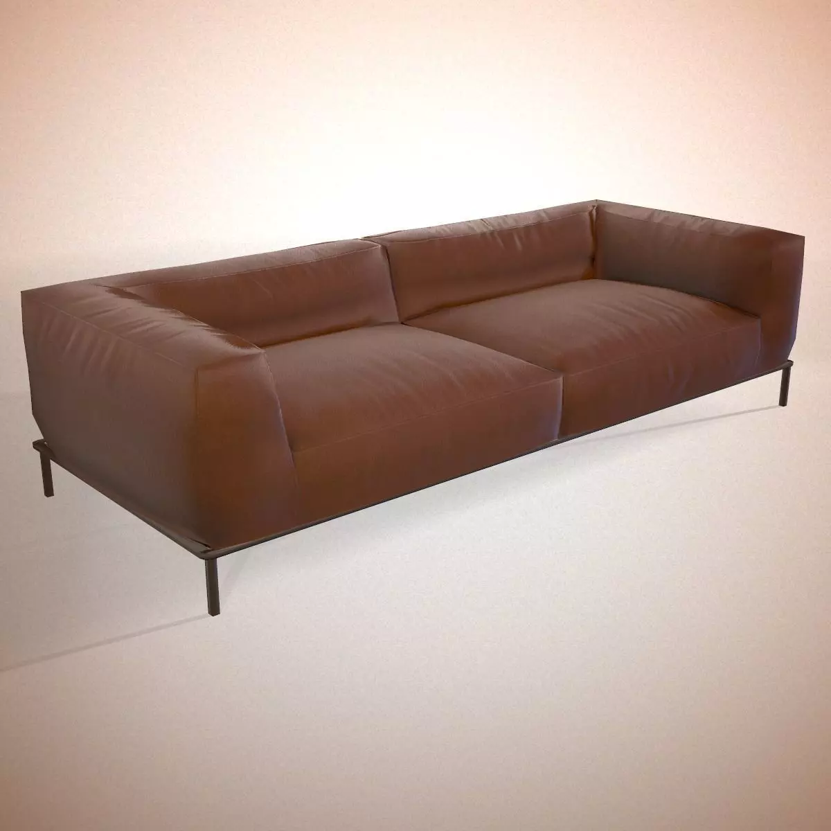 Modern leather sofa Low-poly 3D model_0