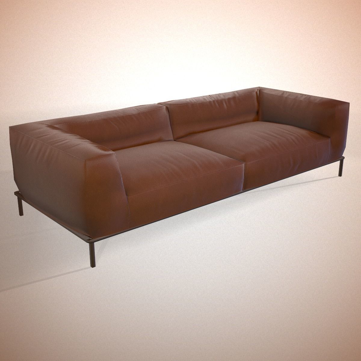 3d Model Realtime Modern Leather Sofa Cgtrader