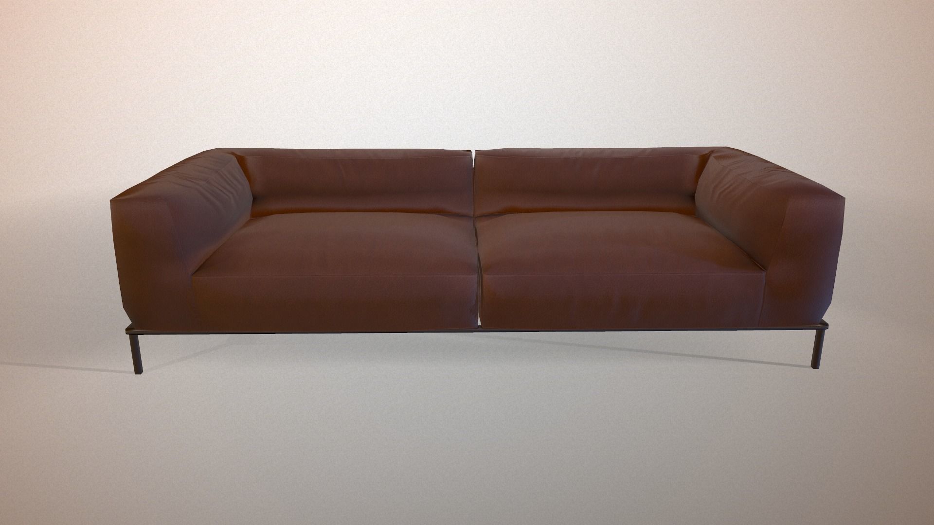 Modern leather sofa Low-poly 3D model_3
