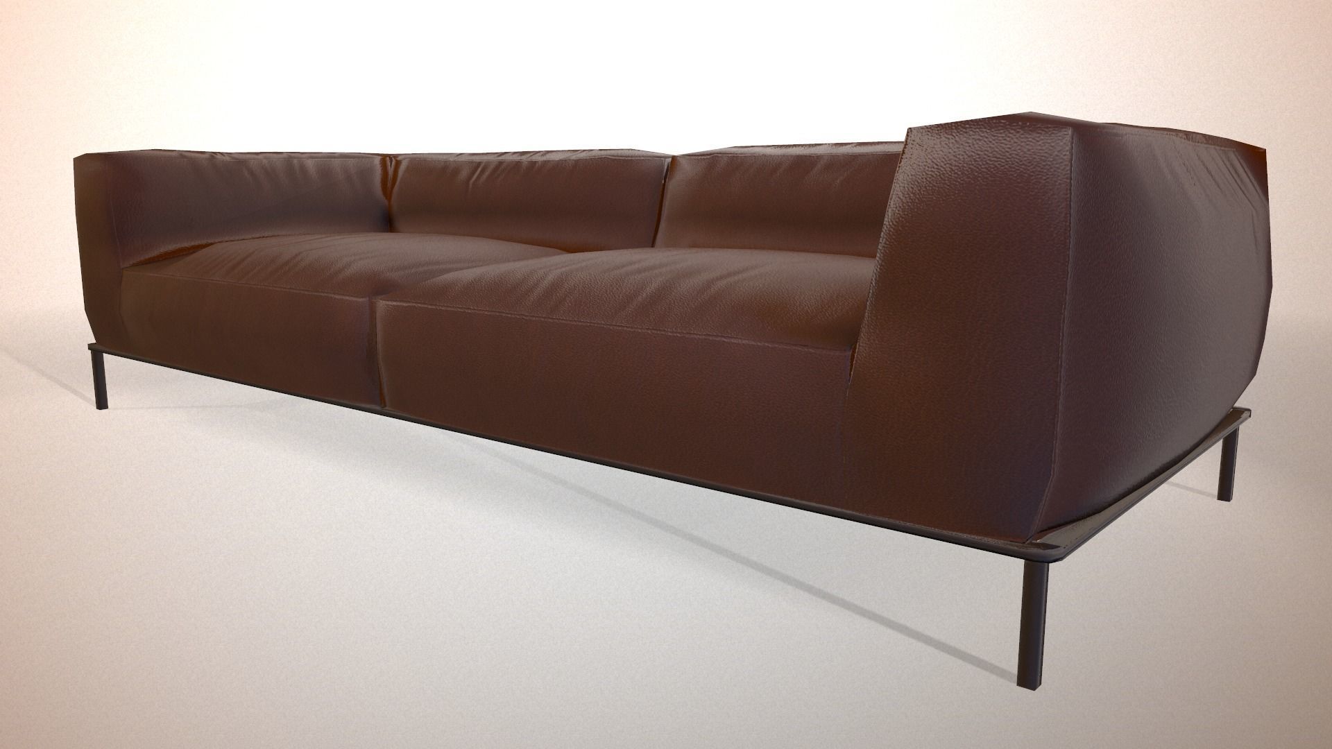 Modern leather sofa Low-poly 3D model_4