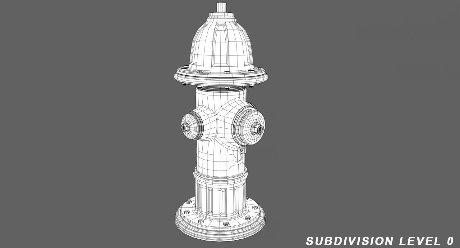 Hydrant Yellow Low-poly 3D model_5