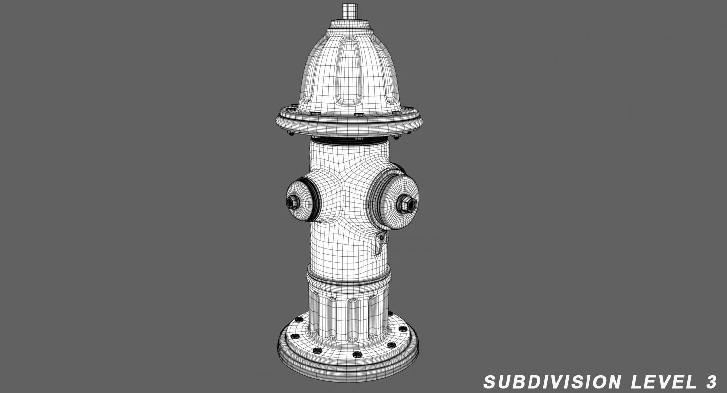 Hydrant Yellow Low-poly 3D model_6