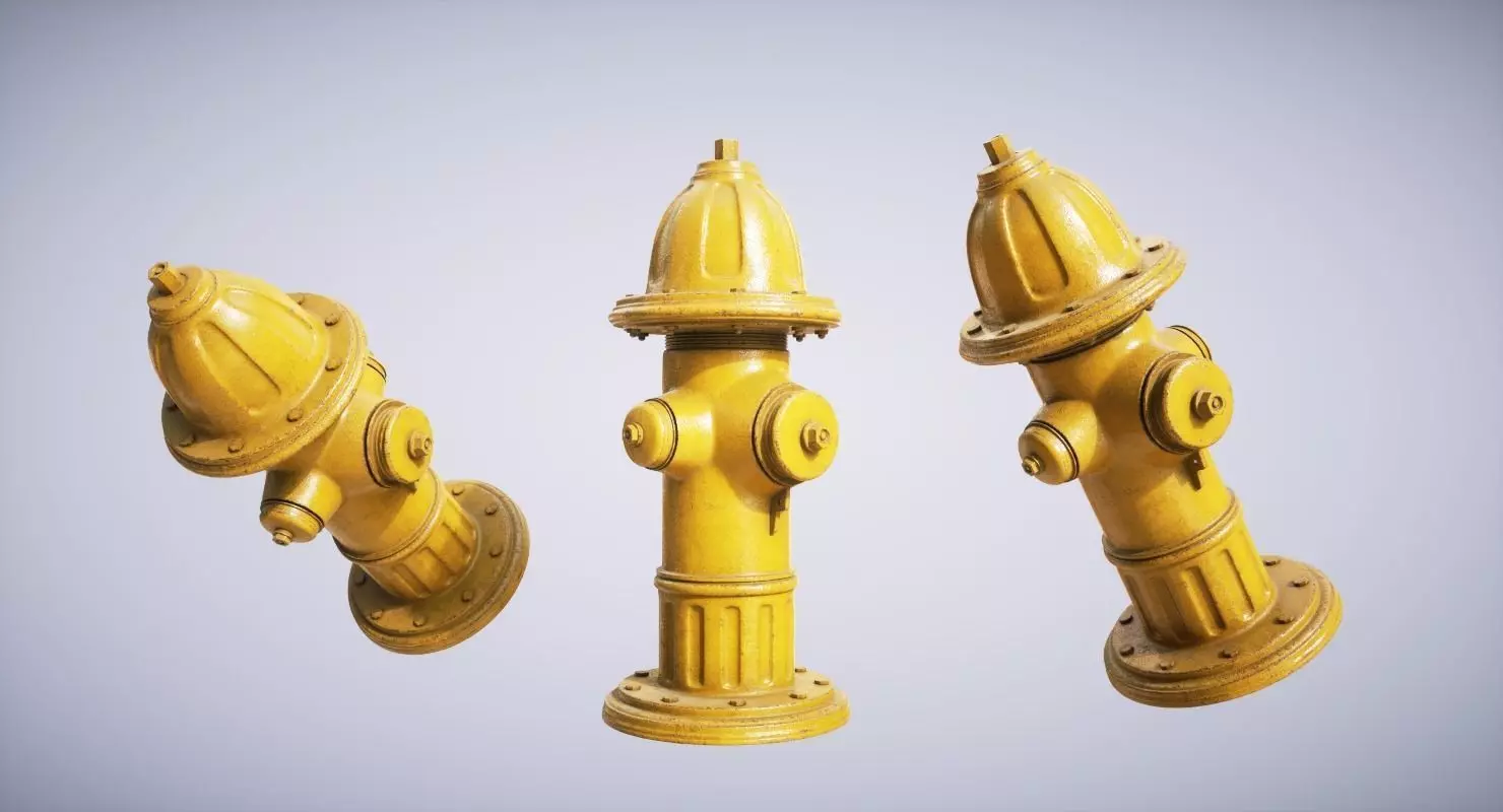 Hydrant Yellow Low-poly 3D model_0