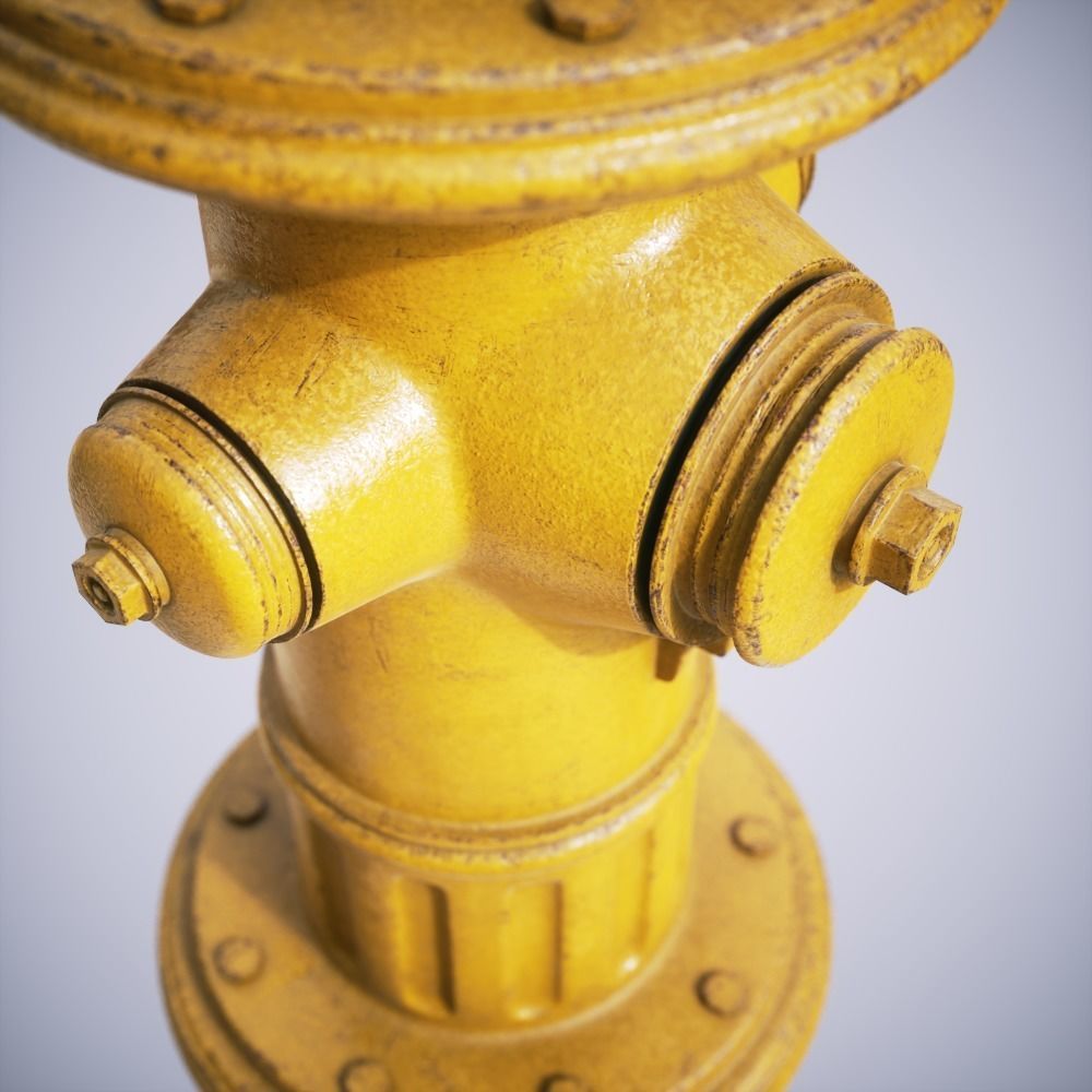 Hydrant Yellow Low-poly 3D model_4