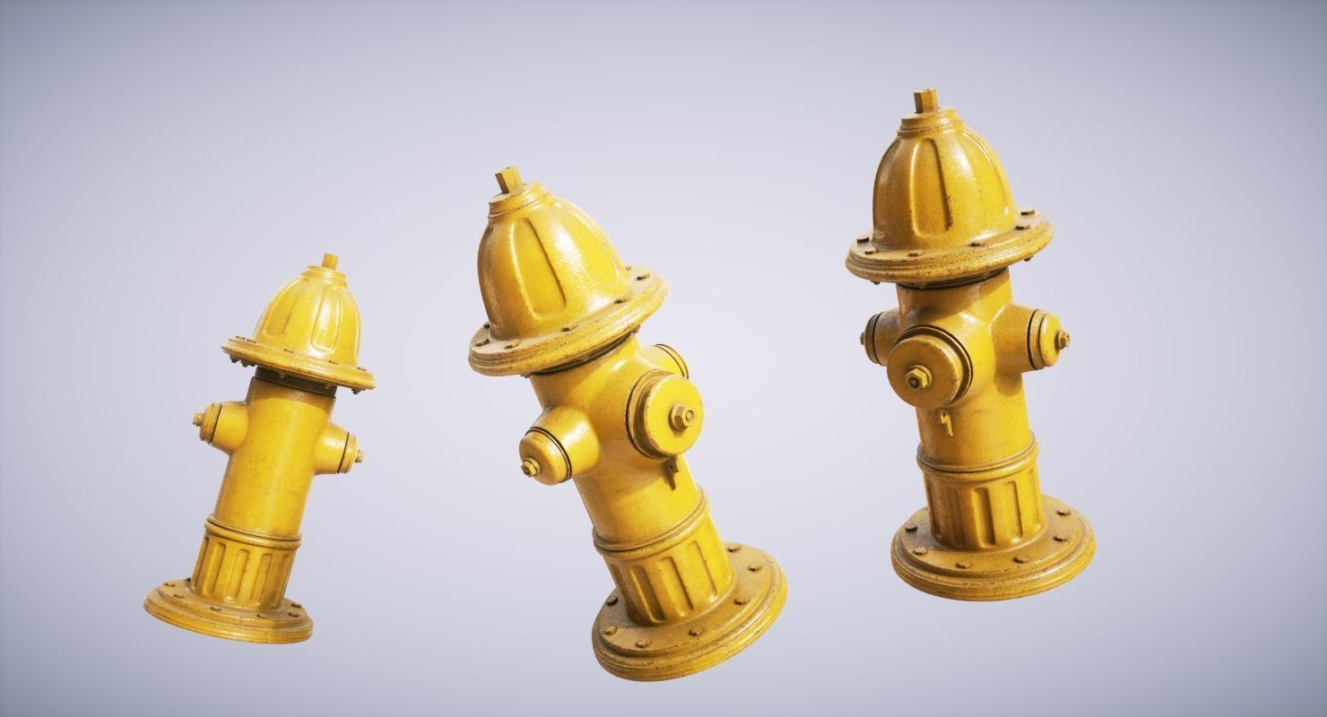 Hydrant Yellow Low-poly 3D model_2