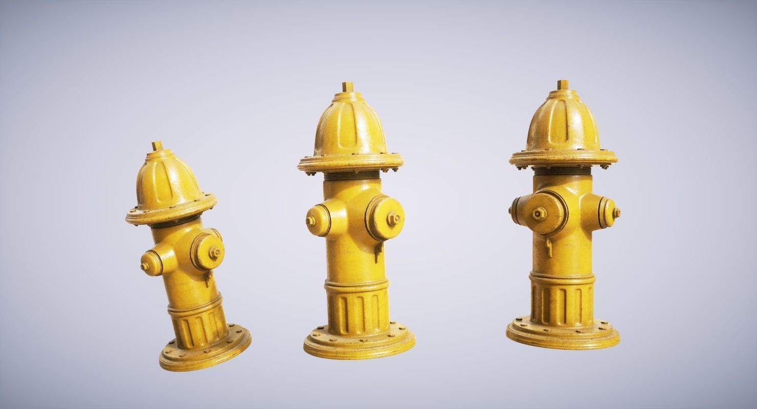 Hydrant Yellow Low-poly 3D model_1