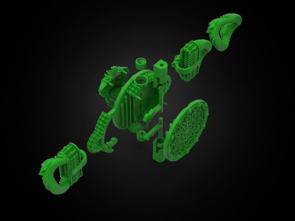 Bracelet for a real biker King skull 3D print model_13