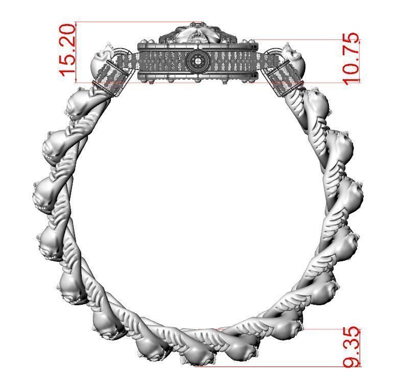 Bracelet for a real biker King skull 3D print model_16