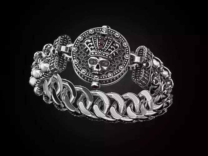 Bracelet for a real biker King skull 3D print model