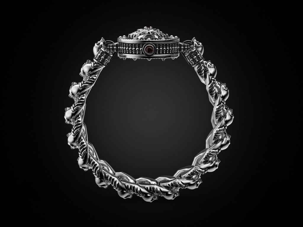 Bracelet for a real biker King skull 3D print model_4