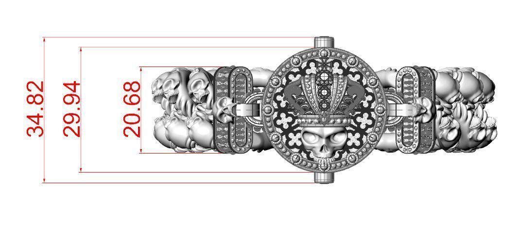 Bracelet for a real biker King skull 3D print model_15