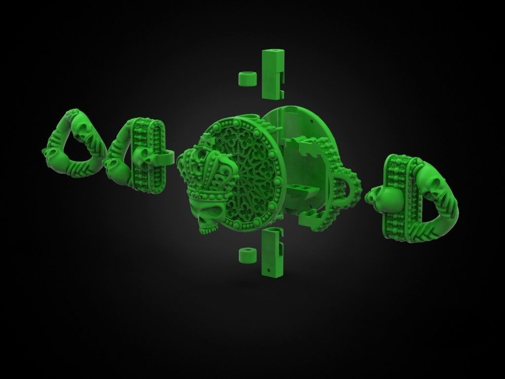 Bracelet for a real biker King skull 3D print model_17