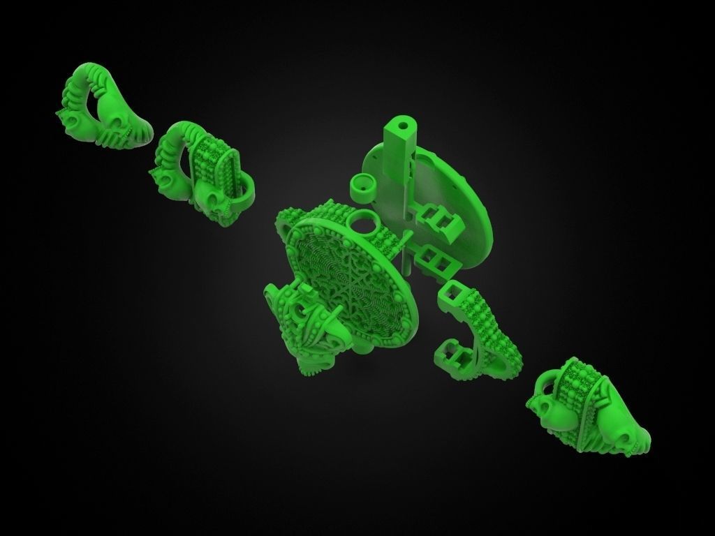 Bracelet for a real biker King skull 3D print model_18