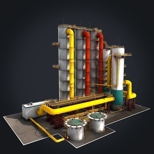 Chemical Factory Low-poly 3D model