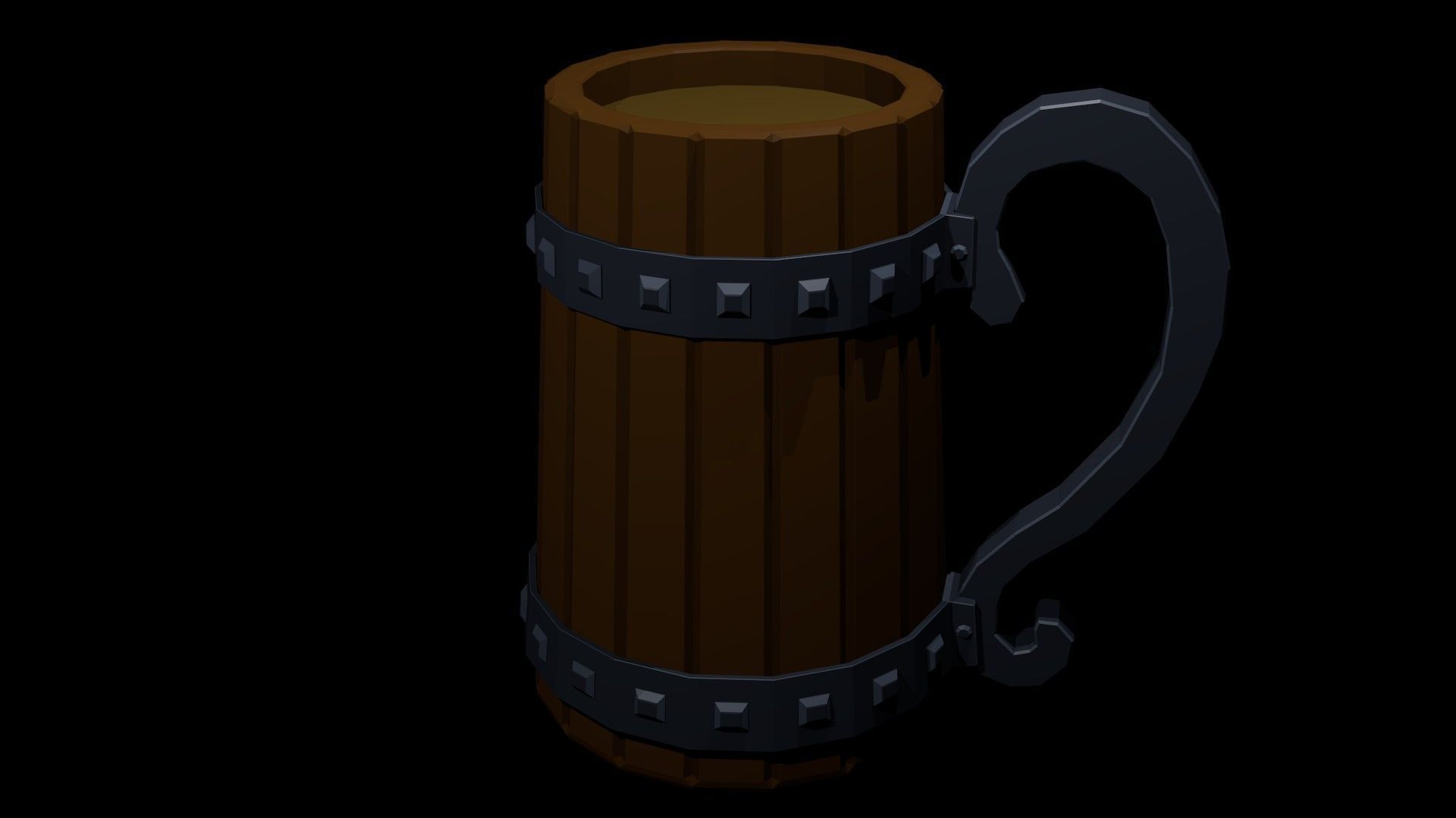 Low Poly Beer Mug 3 Low-poly 3D model_0