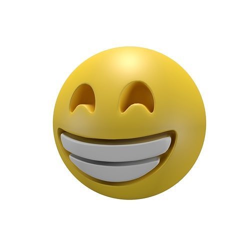 BeamingFace emoji smiley face Low-poly 3D model