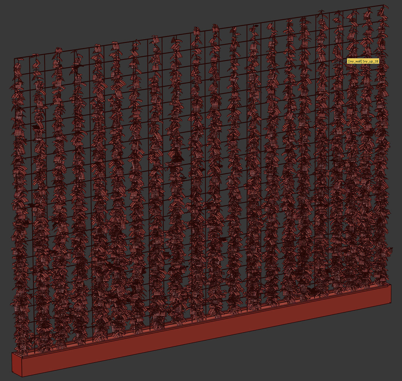 Wall of ivy leaves 3D model_2