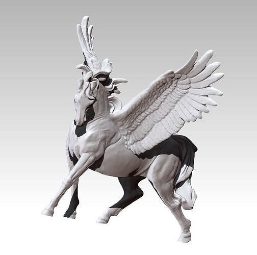 Detailed King Pegasus Flying Winged horse Magic Cartoon  3D print model