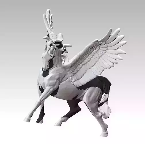 Detailed King Pegasus Flying Winged horse Magic Cartoon  3D print model