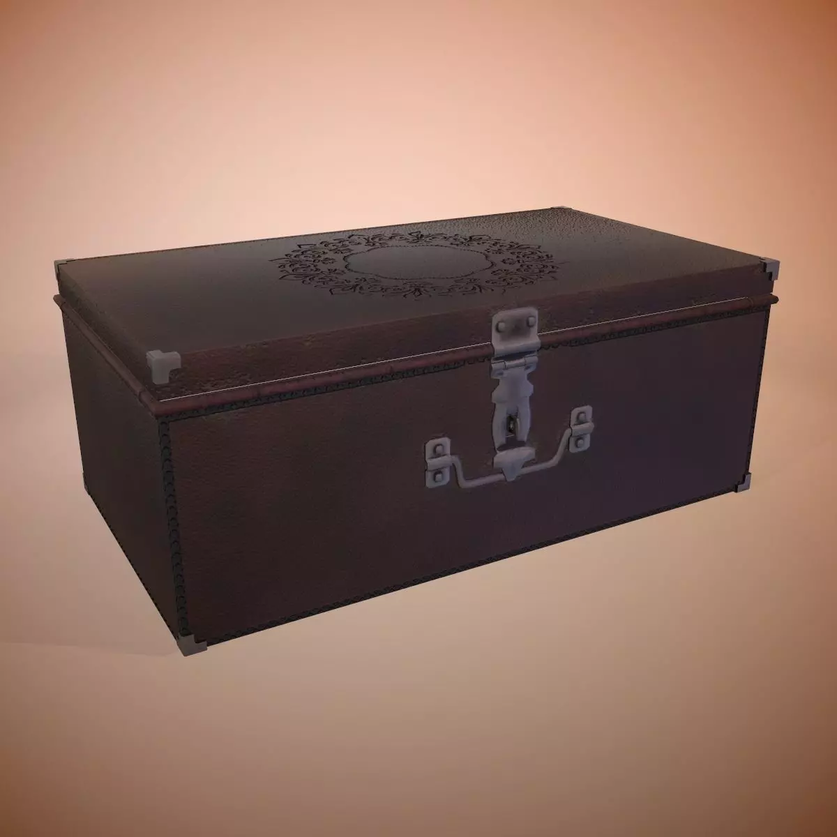 Old chest Low-poly 3D model_0