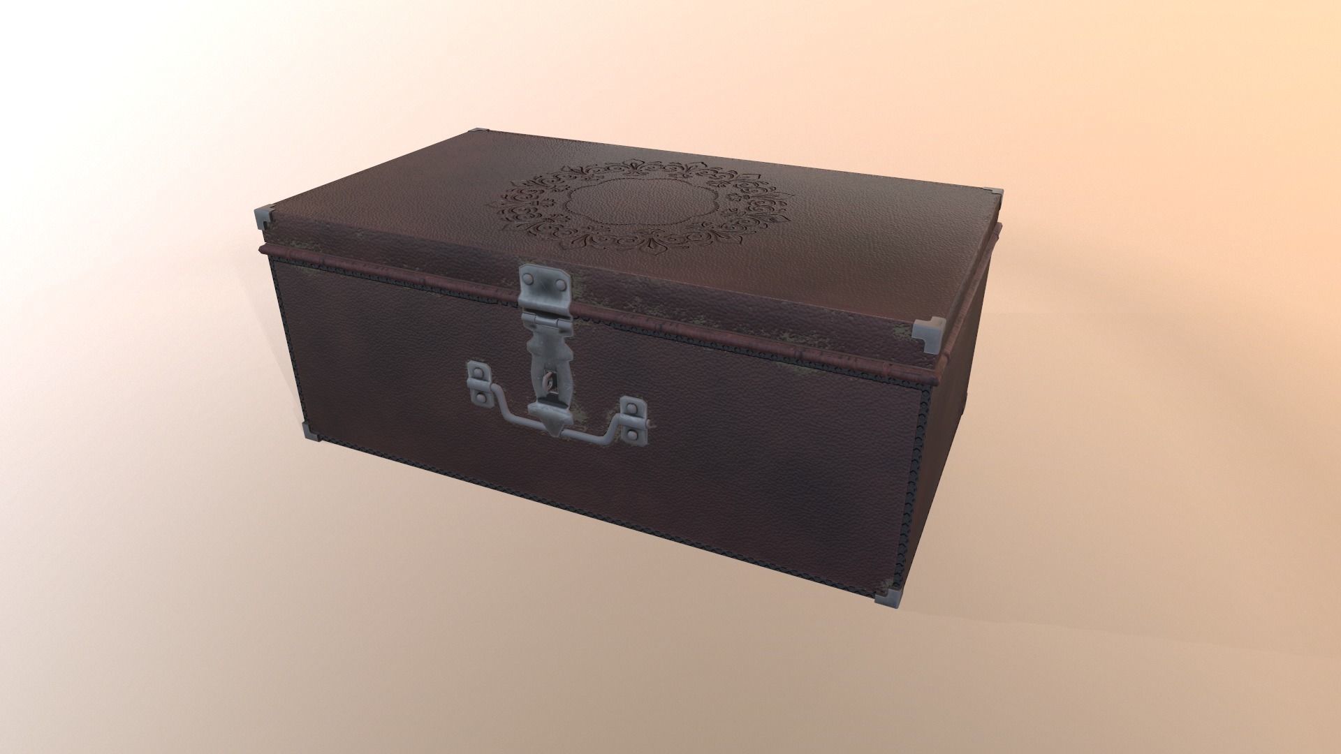 Old chest Low-poly 3D model_4