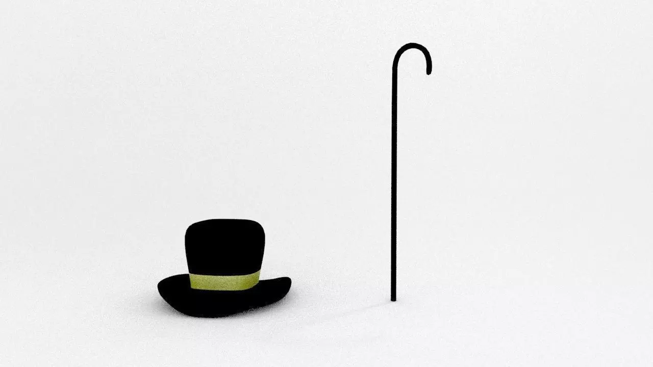 simple top hat and cane Free low-poly 3D model