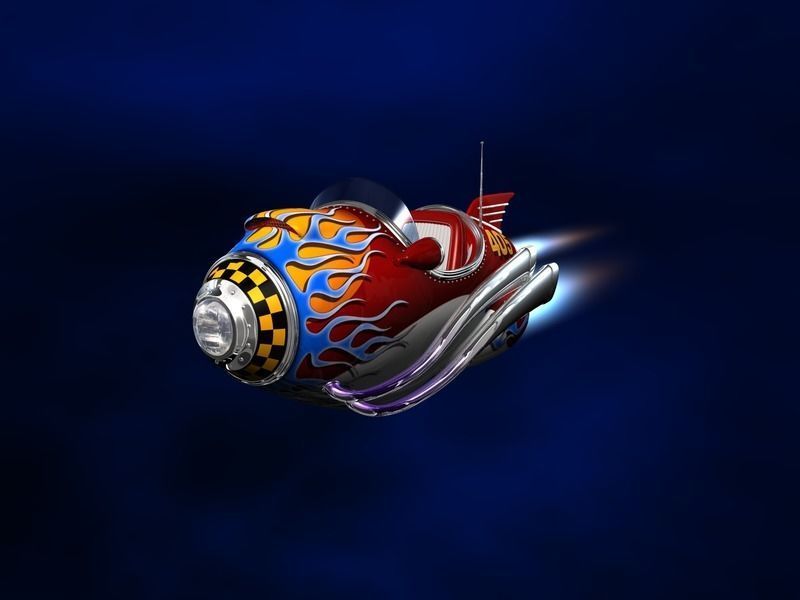 Cartoon spaceship in 3D format 3D model