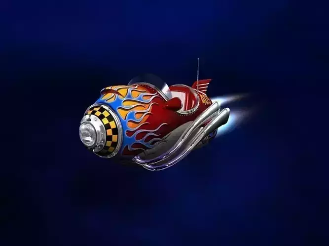 Cartoon spaceship in 3D format