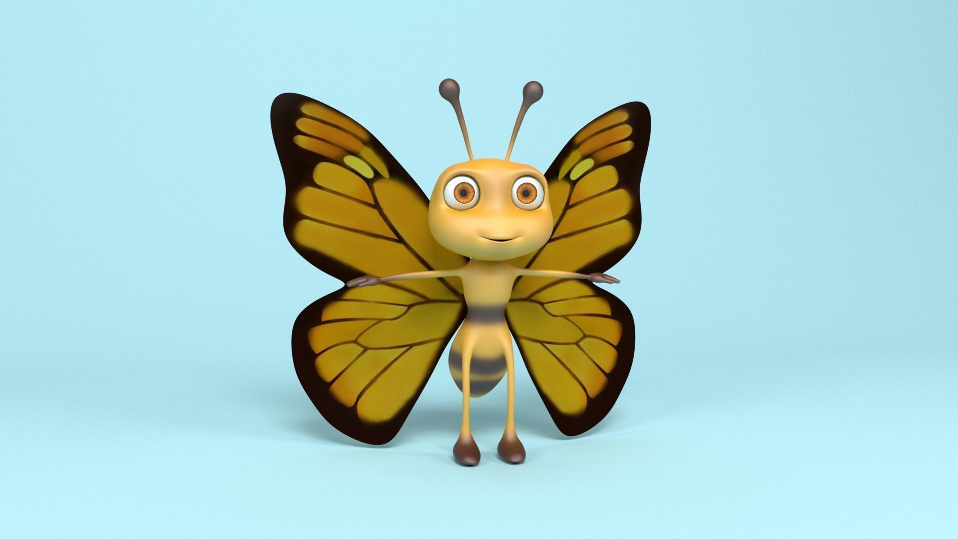 Butterfly Cartoon 3D model_2