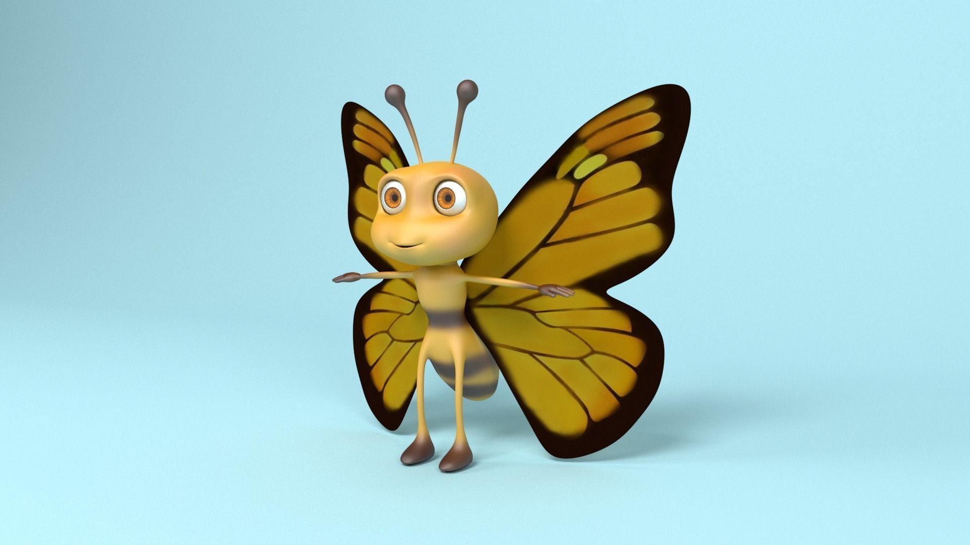 Butterfly Cartoon 3D model_1
