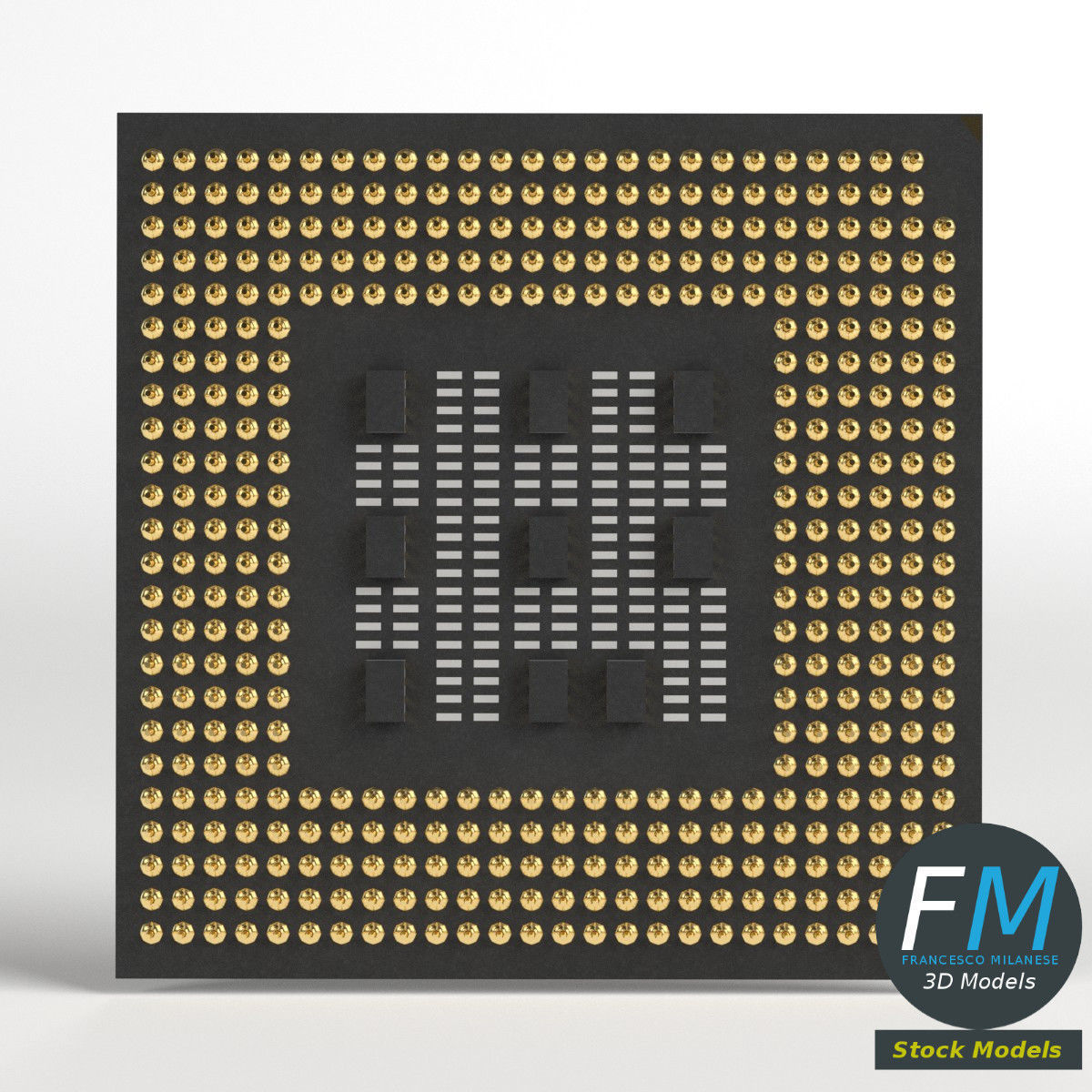CPU chip 3D model_3