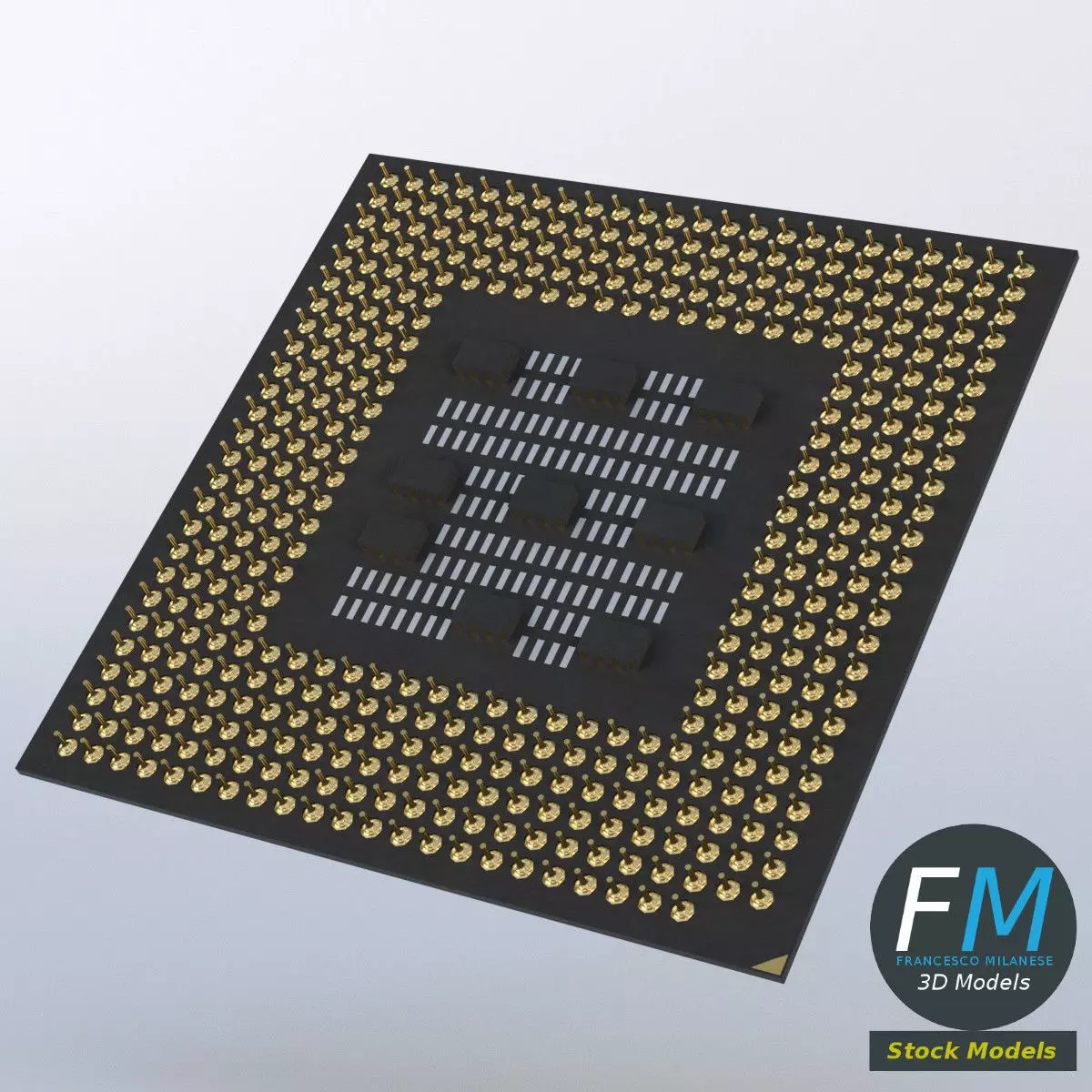 CPU chip 3D model_0