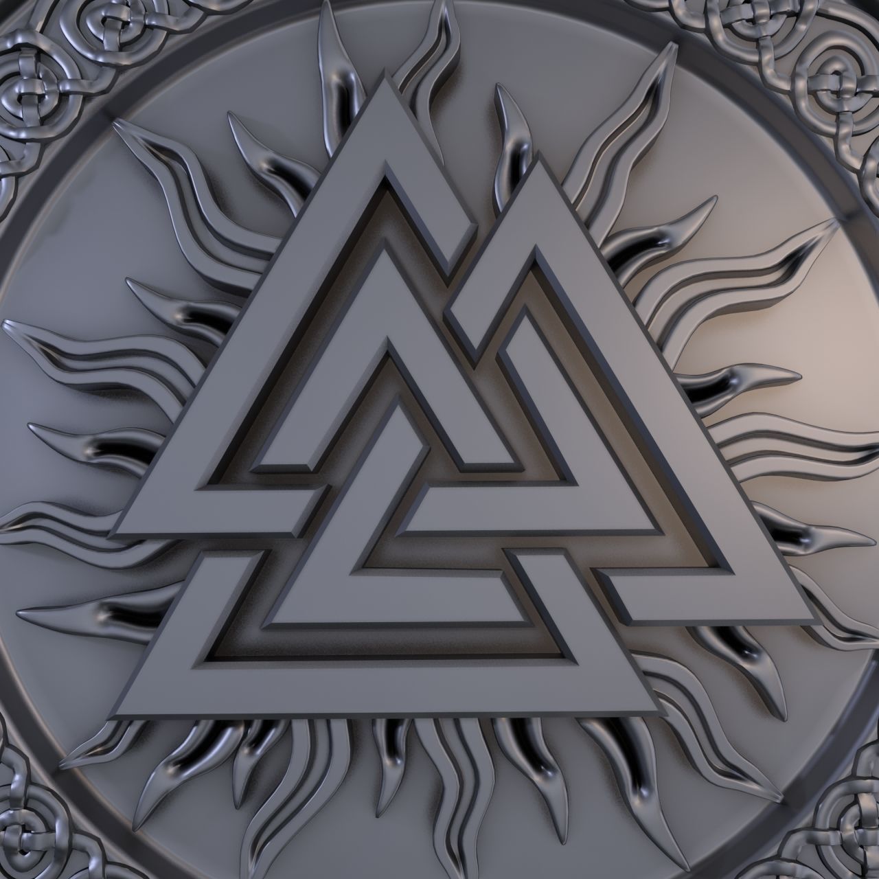 Scandinavian pendant valknut 3D print model_4