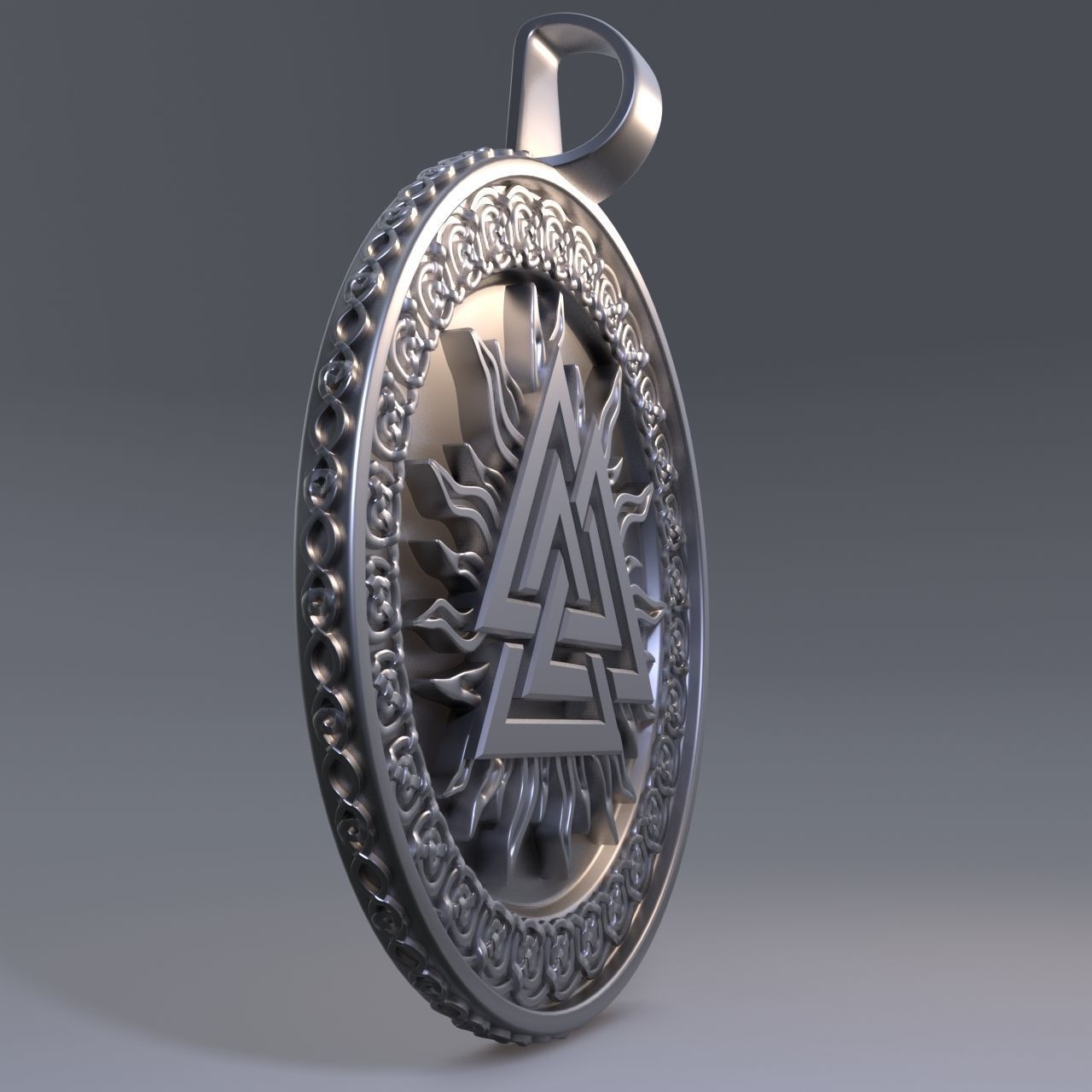 Scandinavian pendant valknut 3D print model_6