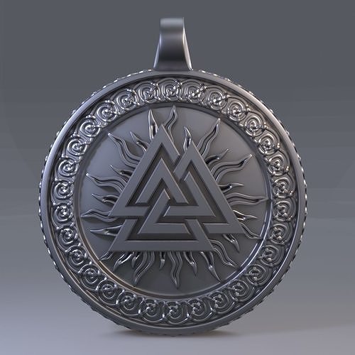 Scandinavian pendant valknut 3D print model