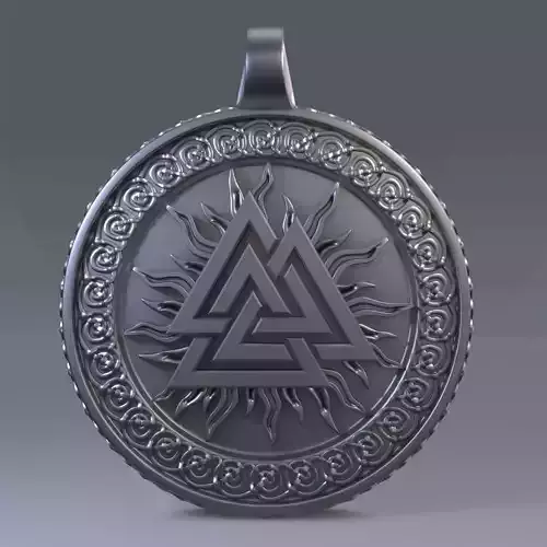 Scandinavian pendant valknut 3D print model