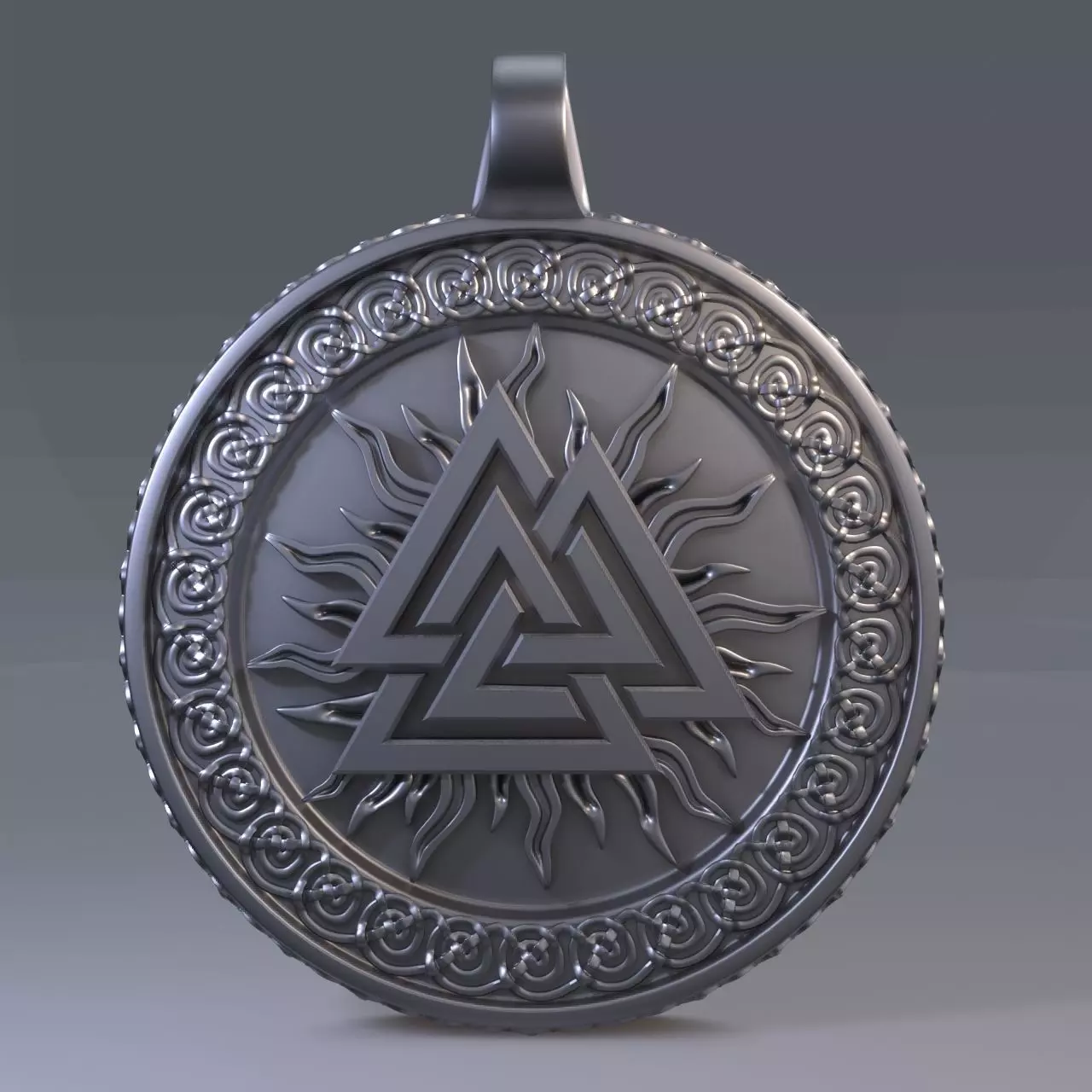 Scandinavian pendant valknut 3D print model_0