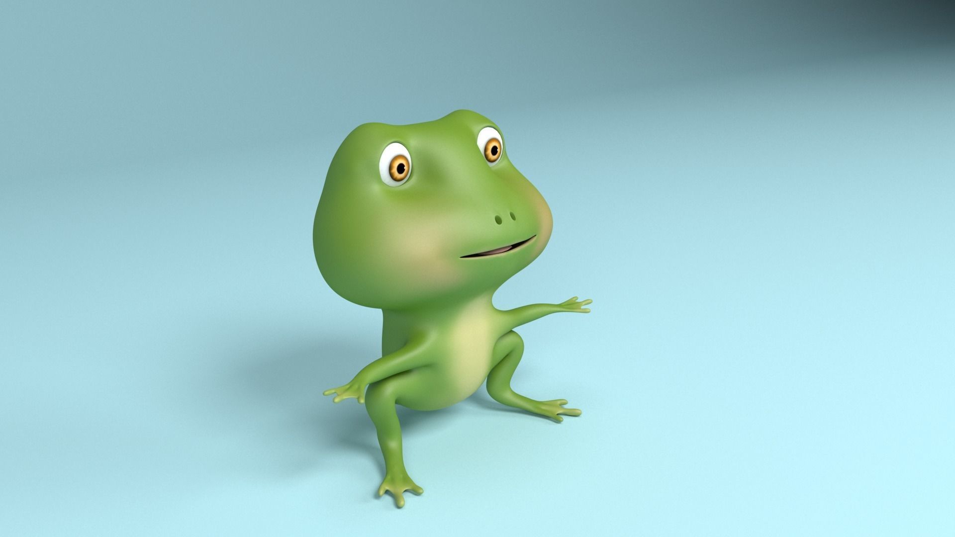 Frog cartoon 3D model_1